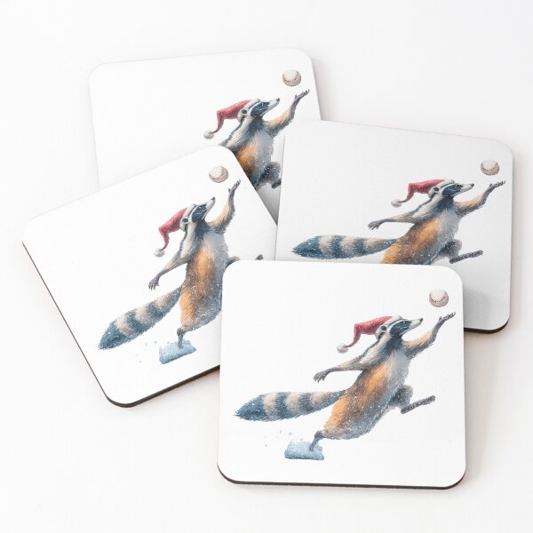 Item preview, Christmas Raccoon Outfielder – Santa Hat Baseball Art designed and sold by VikArt7.