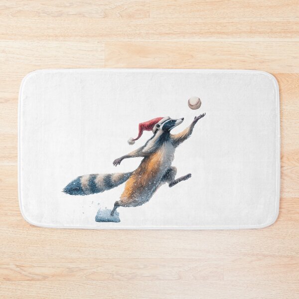 Item preview, Christmas Raccoon Outfielder – Santa Hat Baseball Art designed and sold by VikArt7.