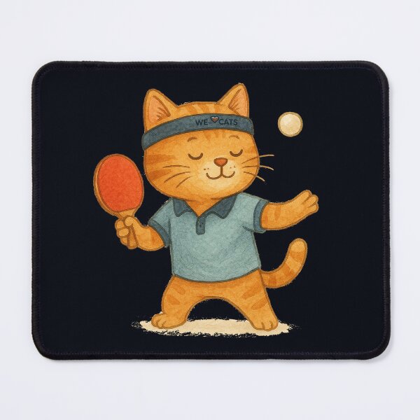 Item preview, Cute Table-Tennis (ping-pong) Cat Pro Player! Watercolor-style! ❤️❤️❤️ designed and sold by WeLoveCatss.