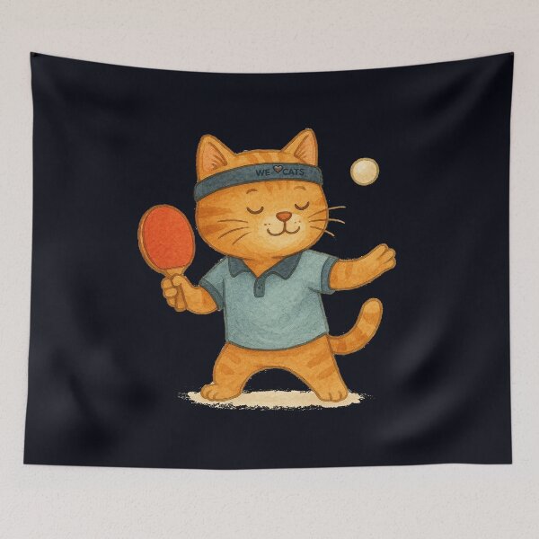 Item preview, Cute Table-Tennis (ping-pong) Cat Pro Player! Watercolor-style! ❤️❤️❤️ designed and sold by WeLoveCatss.