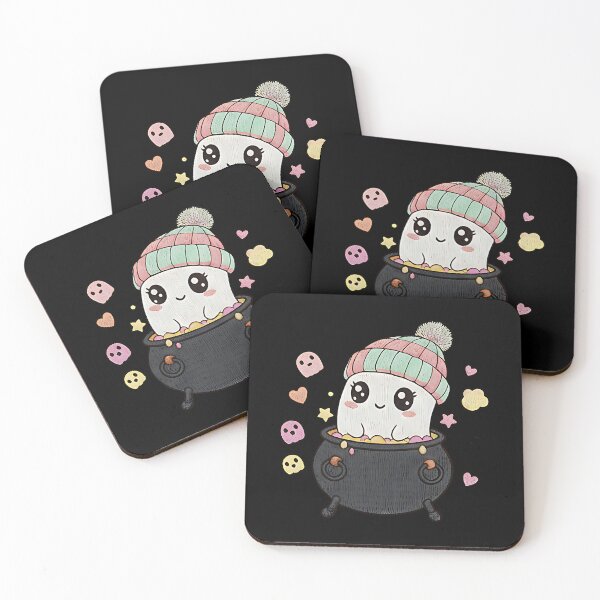 Item preview, Cute ghost with candy stars kawaii halloween cozy spooky pastel design art designed and sold by ArtDesignTp.