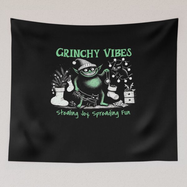 Item preview, Grinchy Vibes Unisex Tee, Fun Holiday T-Shirt, Christmas Top, Gift for Friends, Casual Wear, Green Vibes Shirt, Halloween Tee designed and sold by DekoDesignsHub.