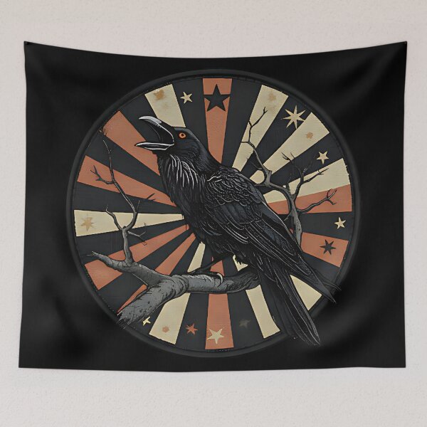 Item preview, F CAW F crow gothic vintage bird dark humor halloween retro emblem art designed and sold by ArtDesignTp.