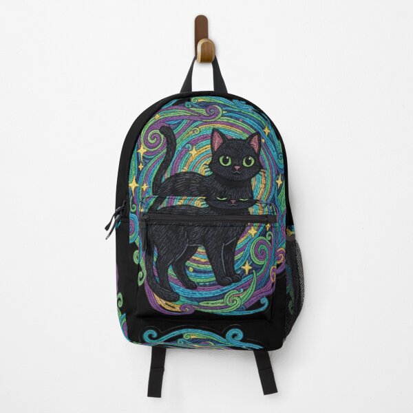 Item preview, Psychedelic black cat colorful swirl retro halloween cosmic feline art designed and sold by ArtDesignTp.