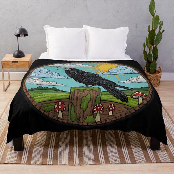 Item preview, Crow in autumn field gothic bird scenic fall nature vintage halloween art designed and sold by ArtDesignTp.