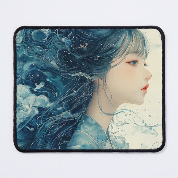 Item preview, Blue-haired woman with cloud-like hair designed and sold by davidonstudio.