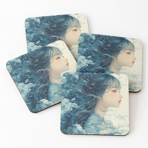 Item preview, Blue-haired woman with cloud-like hair designed and sold by davidonstudio.