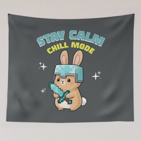 Item preview, Pixel Bunny Warrior – Stay Calm Chill Mode Gaming Design designed and sold by AwesomeBeyondLimits.