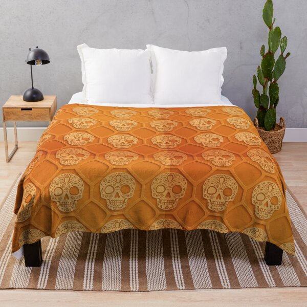 Item preview, Seamless Orange Sugar Skull Pattern designed and sold by RGShirtWorks.