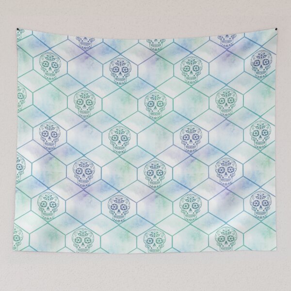 Item preview, Pastel Sugar Skull Hexagon Seamless Pattern designed and sold by RGShirtWorks.