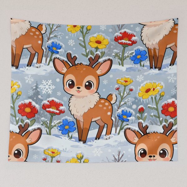 Item preview, PATTERN OF A SMALL DEER AMONG FLOWERS designed and sold by infinitearte.