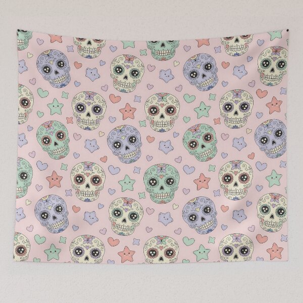 Item preview, Kawaii Sugar Skull Pastel Seamless Pattern designed and sold by ML-Media.