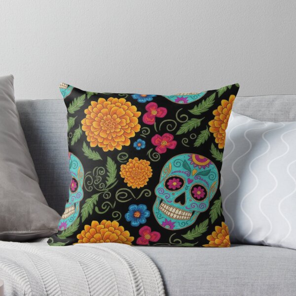 Item preview, Sugar Skulls and Marigolds Day of the Dead Seamless Pattern designed and sold by ML-Media.