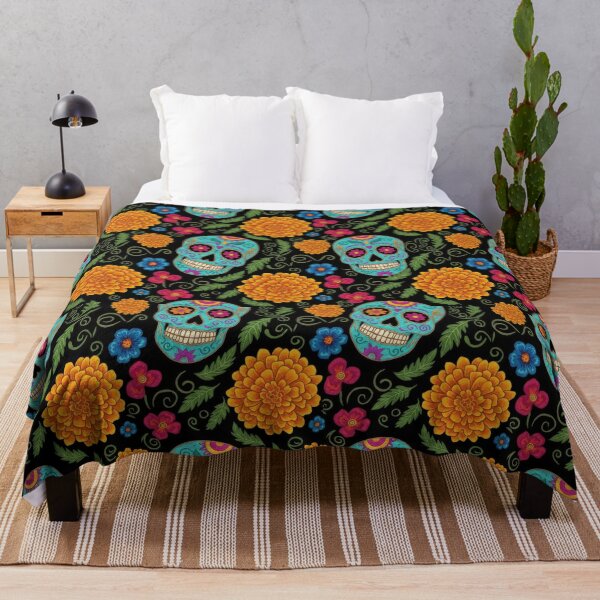 Item preview, Sugar Skulls and Marigolds Day of the Dead Seamless Pattern designed and sold by ML-Media.