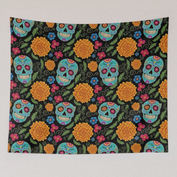 Item preview, Sugar Skulls and Marigolds Day of the Dead Seamless Pattern designed and sold by ML-Media.