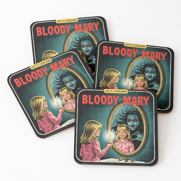 Item preview, Halloween horror A girl conjures Bloody Mary in a retro horror-style illustration. designed and sold by bluel_evin.