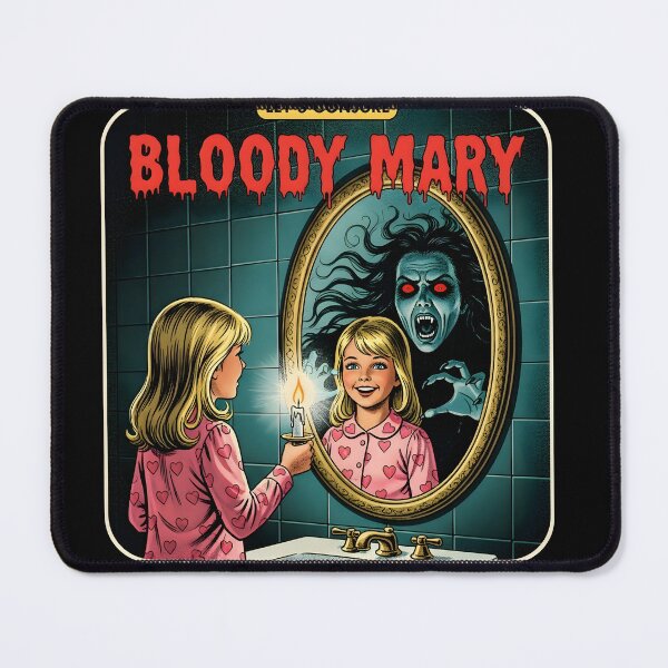 Item preview, Halloween horror A girl conjures Bloody Mary in a retro horror-style illustration. designed and sold by bluel_evin.