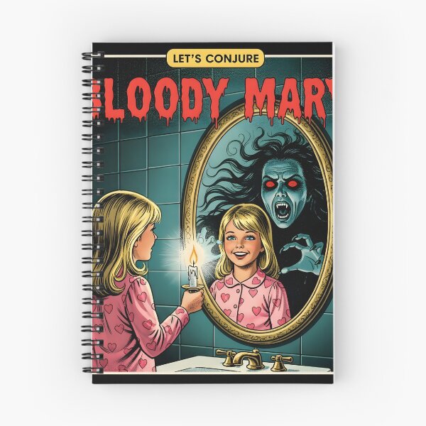 Item preview, Halloween horror A girl conjures Bloody Mary in a retro horror-style illustration. designed and sold by bluel_evin.