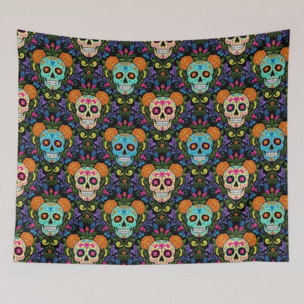 Item preview, Colorful Dia de los Muertos Sugar Skulls Seamless Pattern designed and sold by ML-Media.