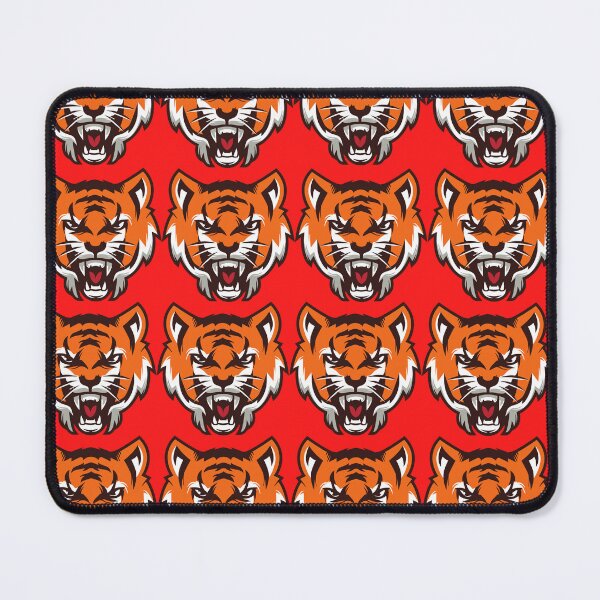 Item preview, Scary Tiger Face – Fierce Wild Cat Art on Red Background designed and sold by Cultradesign.