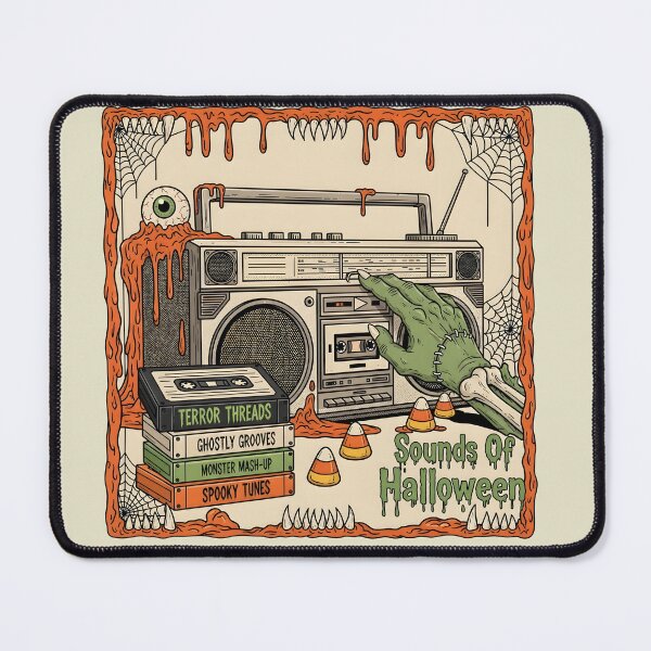 Item preview, Halloween horror A monster hand presses play on a boombox for spooky Halloween sounds. designed and sold by bluel_evin.