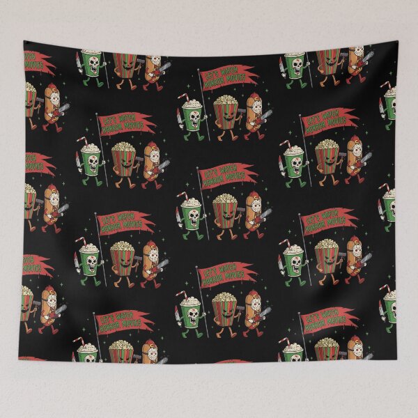 Item preview, Halloween horror Anthropomorphic movie snacks dressed as horror slashers on a parade. designed and sold by bluel_evin.
