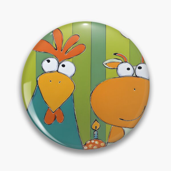 Item preview, Chicken and Cow Throwing a Birthday Bash With Cupcakes, Clouds, and Big Smiles Everywhere designed and sold by OlfactoART Studio.