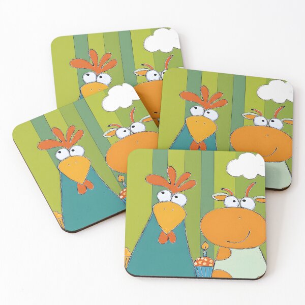 Item preview, Chicken and Cow Throwing a Birthday Bash With Cupcakes, Clouds, and Big Smiles Everywhere designed and sold by OlfactoART Studio.