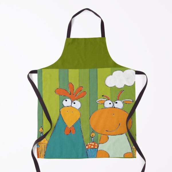 Item preview, Chicken and Cow Throwing a Birthday Bash With Cupcakes, Clouds, and Big Smiles Everywhere designed and sold by OlfactoART Studio.