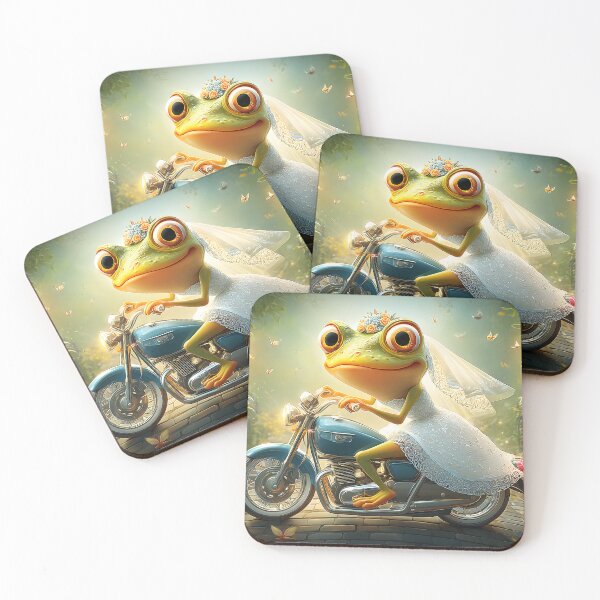 Item preview, Frog Bride on Motorcycle in Enchanted Garden Scene designed and sold by Artessie.