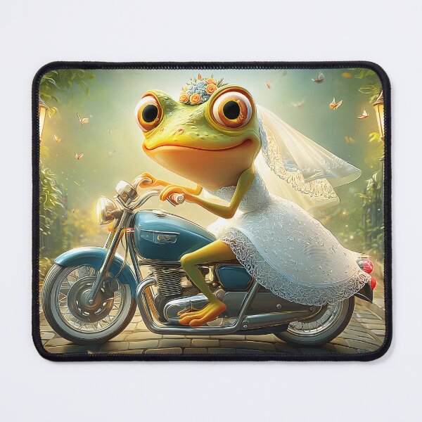 Item preview, Frog Bride on Motorcycle in Enchanted Garden Scene designed and sold by Artessie.