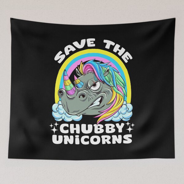 Item preview, Save The Chubby Unicorns - Funny Rhino Conservation Cartoon designed and sold by Dmetalx Art Apparel.