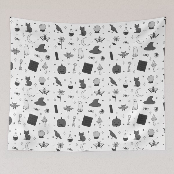 Item preview, Black and White Spooky Cute Pattern designed and sold by AtheistBishop.