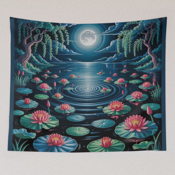 Item preview, А serene nocturnal lake scene. designed and sold by Lilashakti ⭐️ ⭐️ ⭐️ ⭐️ ⭐️.