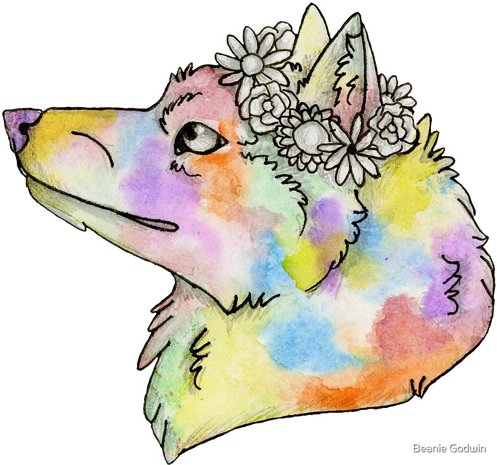 "Flower Crown Wolf" by Beanie Godwin | Redbubble