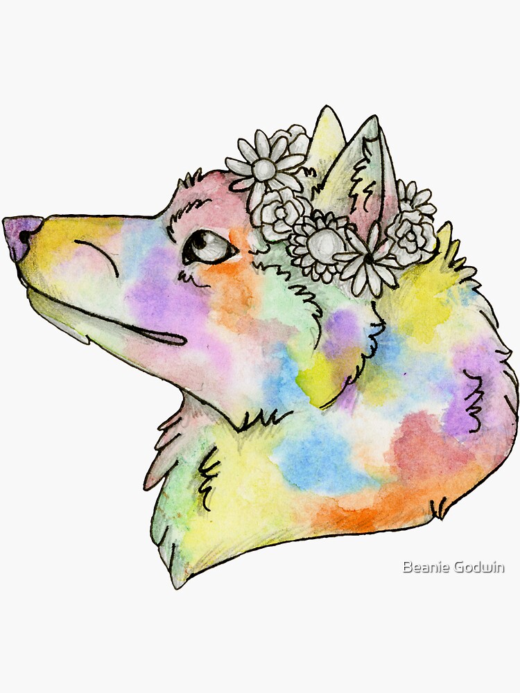 flower crown wolf sticker for sale by blgodwin  redbubble flower crown wolf sticker for sale by blgodwin  redbubble