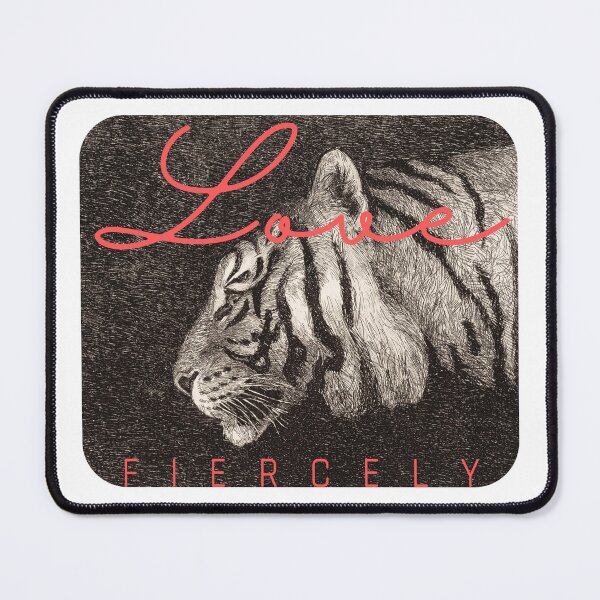 Item preview, Vintage Black and White Tiger Graphic Art Print "Love Fiercely" designed and sold by sunnydayco-.