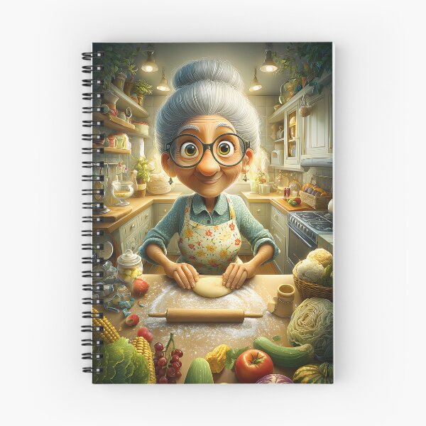 Item preview, Joyful Granny Baking Bread in a Cozy Kitchen Scene designed and sold by Artessie.