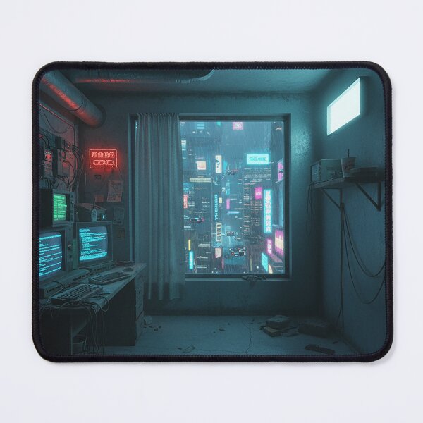 Item preview, Cyberpunk Hacker's Neon City View designed and sold by zzz888.