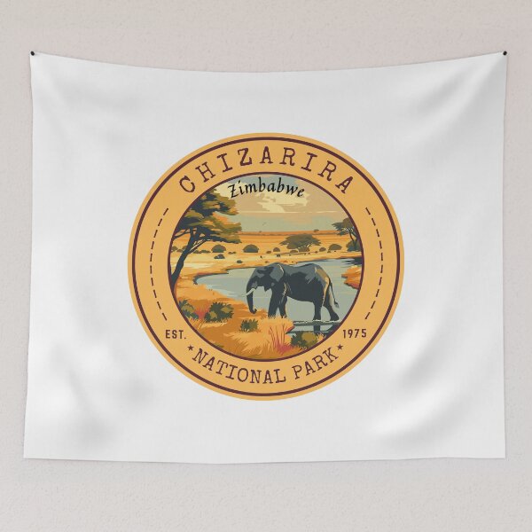 Item preview, Chizarira National Park, Zimbabwe Vintage Travel Art Circle Emblem designed and sold by MaateoDesign.