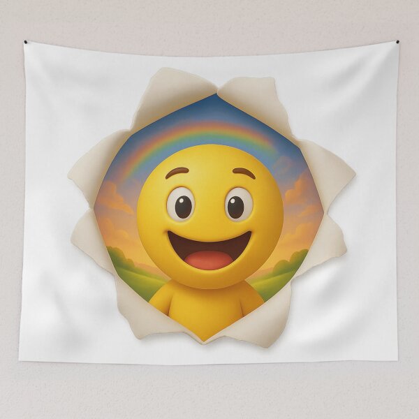 Item preview, Cute Emoji Breaking Through T-Shirt Design – Funny 3D Transparent Artwork designed and sold by LatestDesign95.