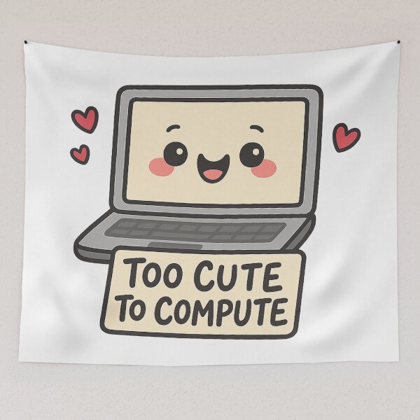 Item preview, Too Cute to Compute – Kawaii Laptop Design designed and sold by FraktalMoods.