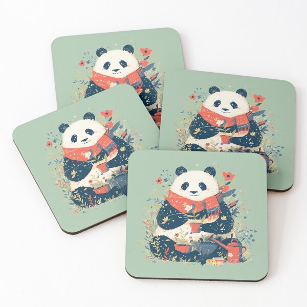 Item preview, Panda and his autumn plants designed and sold by WoollenLlama.