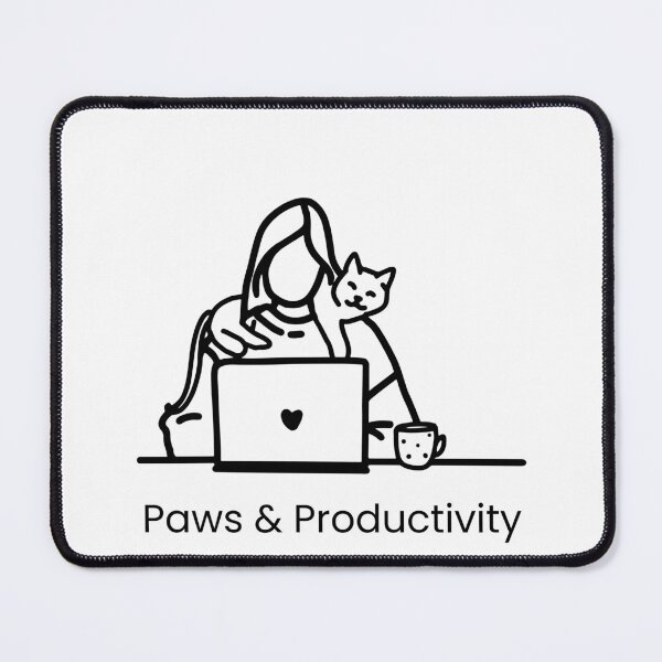 Item preview, Paws & Productivity – Minimal Cat Laptop Sticker designed and sold by StudyCat Studio.