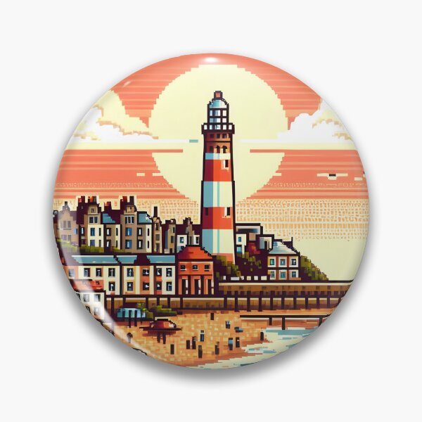 Item preview, Pixel Art Coastal Lighthouse at Sunset. designed and sold by The-T-In-Retro.