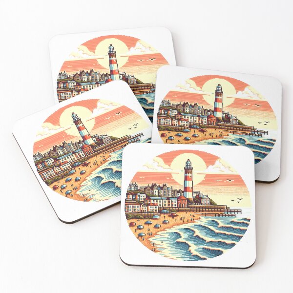Item preview, Pixel Art Coastal Lighthouse at Sunset. designed and sold by The-T-In-Retro.