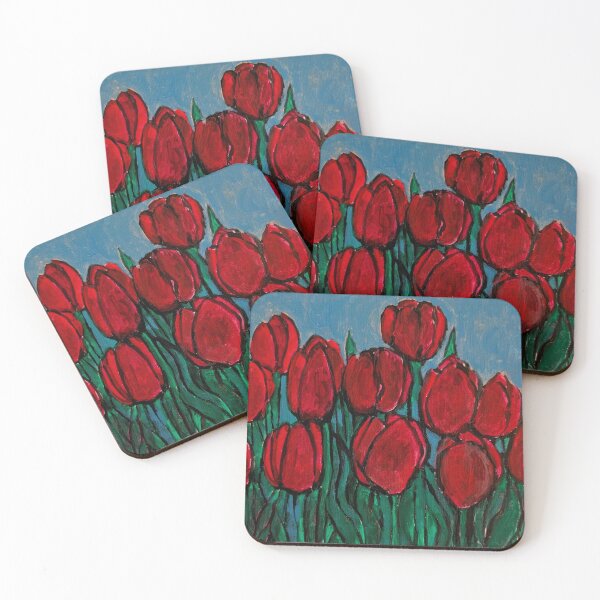 Item preview, Bold Red Acrylic Tulips designed and sold by Kara Draws.
