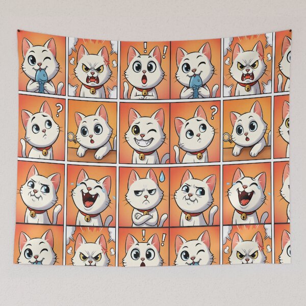 Item preview, The Nine Moods of a Cat – Funny Cartoon Expression Grid designed and sold by Kabali-SL.