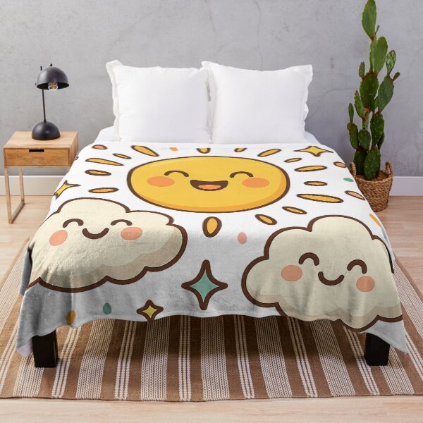 Item preview, Cute Happy Sun and Clouds – Kawaii Weather Design designed and sold by FraktalMoods.