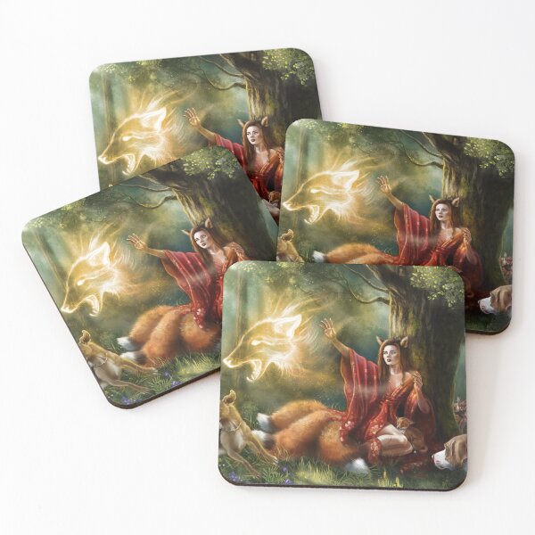 Item preview, Kitsune Spirit Guardian – Fantasy Forest Art designed and sold by Fantasy Illustrations & Fan Art.